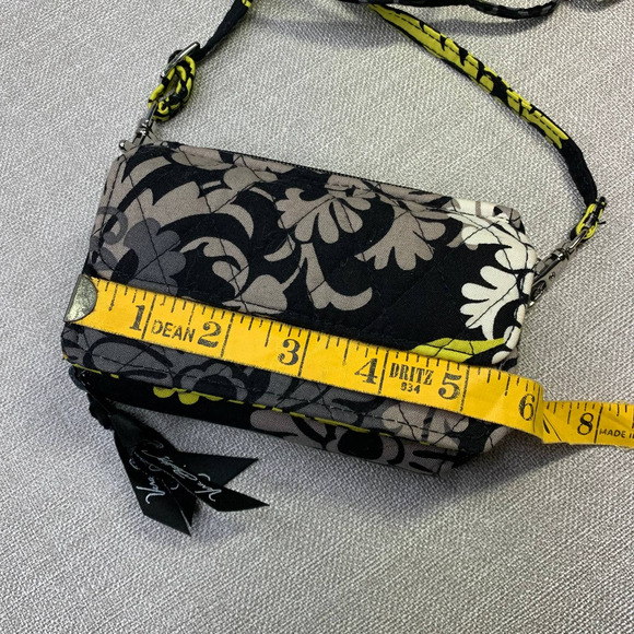 VERA BRADLEY Baroque Pattern Fleur Black Gray Yellow Crossbody Wallet Size Small - Picture 12 of 14